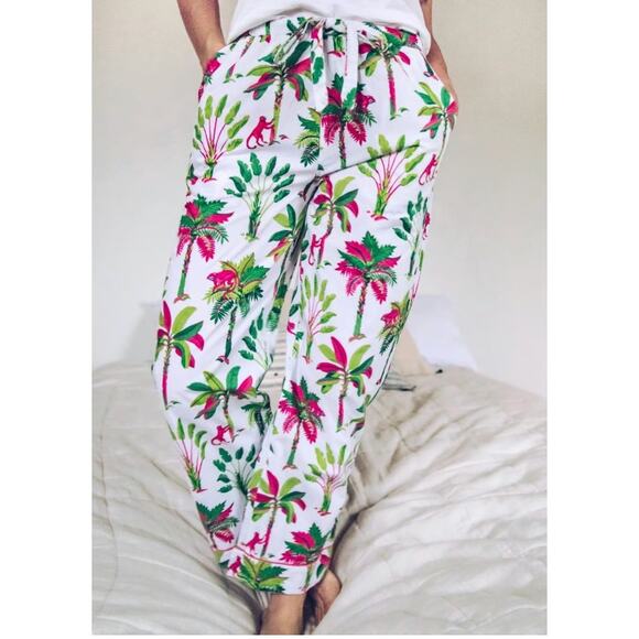 Printfresh palm tree monkey cotton pajama pants